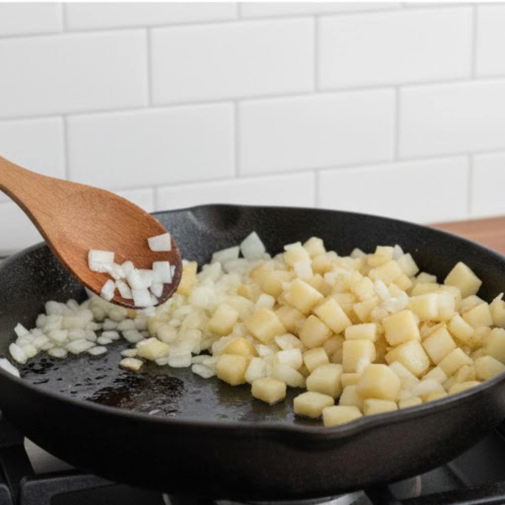 Step 2: Sauté the Onions and Potatoes