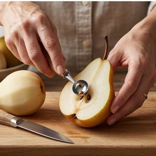 Step 2: Prepare the pears Step 2: Prepare the pears