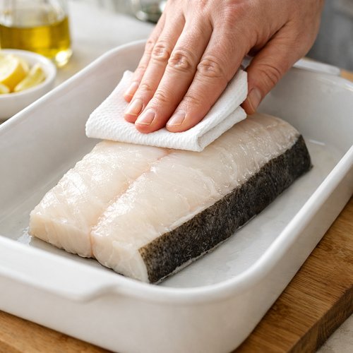 Step 2: Pat Your Halibut Dry and Position It Properly